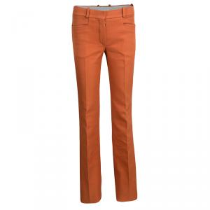 Pre Owned Chloe Orange Cotton Knit Flared Bottom Trousers S