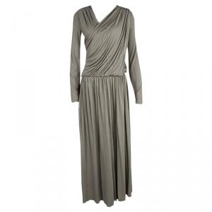 Chloe Grey Draped V-Neck Wide Leg Jumpsuit M