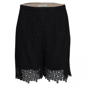 Pre Owned Chloe Black Lace High Waist Shorts S