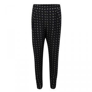 Chloe Black Lurex Detail Textured Silk Pants L