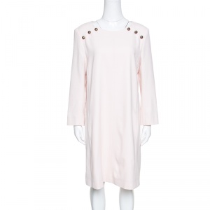 Pre Owned Chloe Light Powder Pink Gold Shoulder Button Detail Shift Dress L