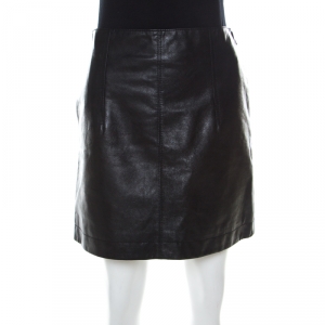 Chloe Black Calf Leather Mini Skirt S