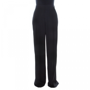 Chloe Black Silk Front Pleat Detial Wide leg Trousers M