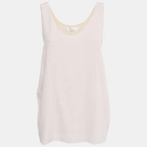 Chloe Blush Pink Silk Crepe Sleeveless Top L