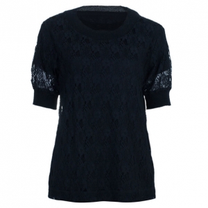 Pre Owned See by Chloe Black Lace Cotton Top M