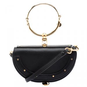 Pre Owned Chloe Black Leather Small Nile Minaudière Crossbody Bag