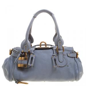 Pre Owned Chloe Light Blue Leather Medium Paddington Satchel