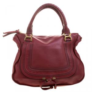 Pre Owned Chloe Red Leather Large Marcie Satchel
