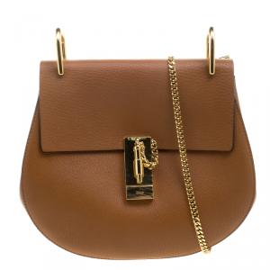 Pre Owned Chloe Copper Leather Medium Drew Shoulder Bag