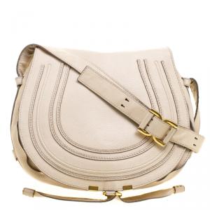 Pre Owned Chloe Beige Leather Medium Marcie Crossbody Bag