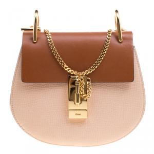 Pre Owned Chloe Beige/Brown Leather Small Drew Shoulder Bag