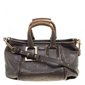 Pre Owned Chloe Dark Grey Leather Mini Ethel Satchel