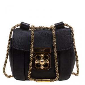 Pre Owned Chloe Black Leather Mini Elsie Crossbody Bag