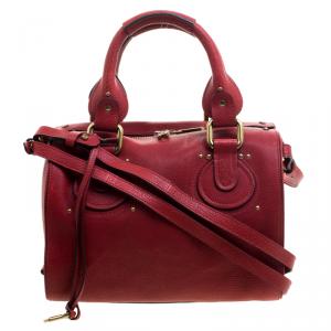 Pre Owned Chloé Red Leather Aurore Satchel
