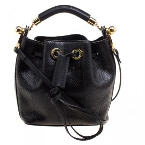 Pre Owned Chloe Black Python and Leather Gala Bucket Bag