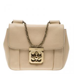 Pre Owned Chloe Beige Leather Small Elsie Shoulder Bag