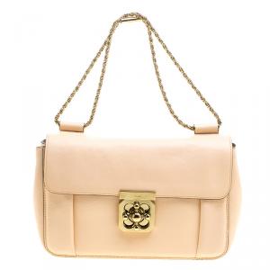 Pre Owned Chloe Peach Leather Medium Elsie Shoulder Bag
