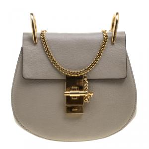 Pre Owned Chloe Grey Leather Small Drew Shoulder Bag