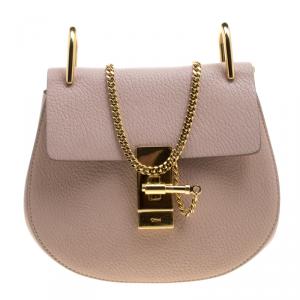 Pre Owned Chloe Blush Pink Leather Small Drew Shoulder Bag