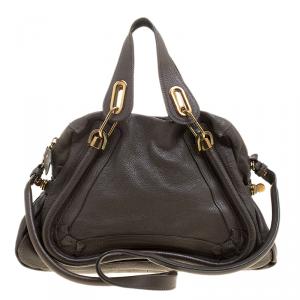Pre Owned Chloe Brown Leather Medium Paraty Shoulder Bag