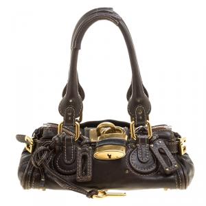 Pre Owned Chloe Dark Brown Leather Mini Paddington Satchel