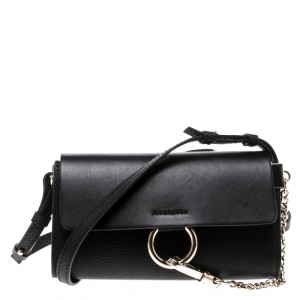 Pre Owned Chloe Black Leather Mini Faye Shoulder Bag