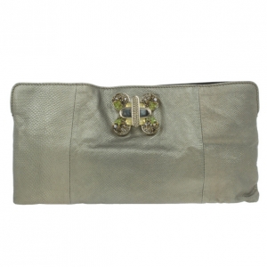 Pre Owned Chloe Metallic Leather Crystal Embellished Clutch