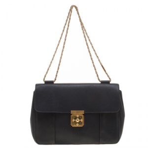 Pre Owned Chloe Black Leather Large Elsie Shoulder Bag