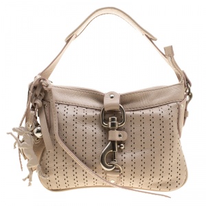Pre Owned Chloe Beige Leather Laser Cut Shoulder Bag