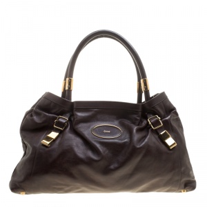 Pre Owned Chloe Brown Leather Victoria Tote