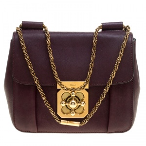 Pre Owned Chloe Purple Leather Small Elsie Shoulder Bag