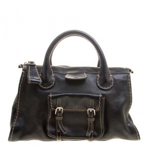Pre Owned Chloe Black Leather Edith Satchel