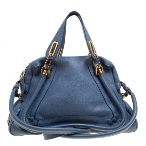 Pre Owned Chloe Blue Leather Medium Paraty Shoulder Bag