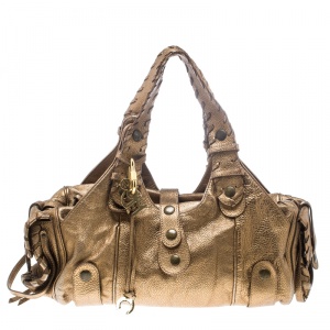 Pre Owned Chloe Metallic Bronze Leather Silverado Satchel