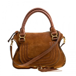 Pre Owned Chloe Brown Suede Medium Marcie Satchel