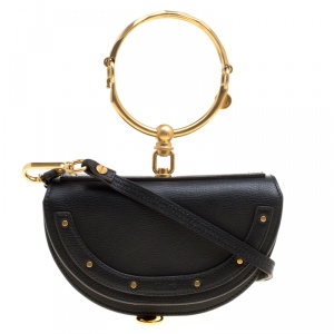 Pre Owned Chloe Black Leather Small Nile Minaudière Crossbody Bag