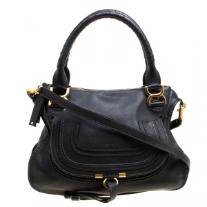 Pre Owned Chloe Black Leather Medium Marcie Top Handle Bag