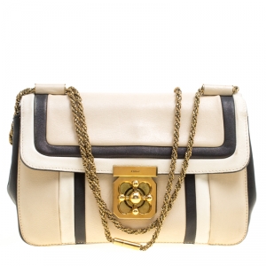 Pre Owned Chloe Tricolor Leather Medium Elsie Shoulder Bag