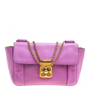 Pre Owned Chloe Purple Leather Medium Elsie Shoulder Bag