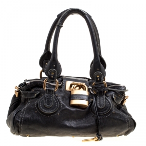 Pre Owned Chloe Black Leather Medium Paddington Satchel