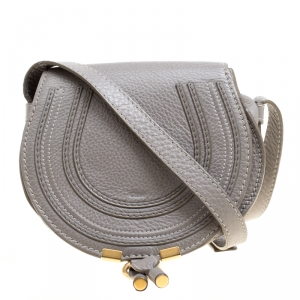 Pre Owned Chloe Grey Leather Mini Marcie Crossbody Bag