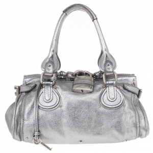 Pre Owned Chloe Silver Leather Paddington Satchel