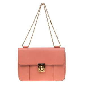 Pre Owned Chloe Peach Leather Large Elsie Shoulder Bag
