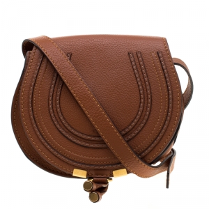 Pre Owned Chloe Brown Leather Mini Marcie Crossbody Bag