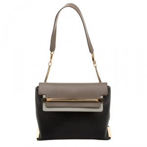 Pre Owned Chloe Tri Color Leather Medium Clare Shoulder Bag