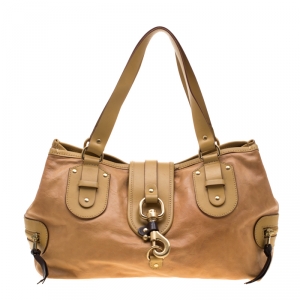 Pre Owned Chloe Mustard/Beige Leather Kerala Equipped Satchel