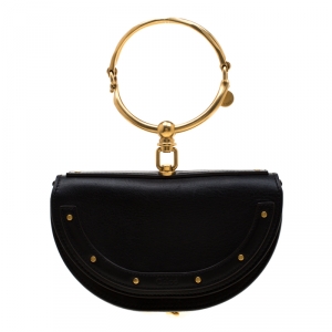 Pre Owned Chloe Black Leather Small Nile Minaudière Crossbody Bag