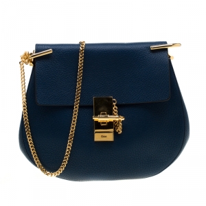 Pre Owned Chloe Blue Leather Medium Drew Shoulder Bag