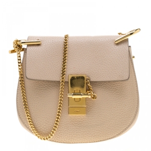Pre Owned Chloe Cream Leather Small Drew Shoulder Bag