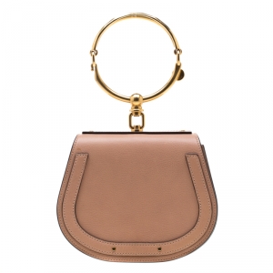 Pre Owned Chloe Dark Beige Leather Small Nile Bracelet Shoulder Bag